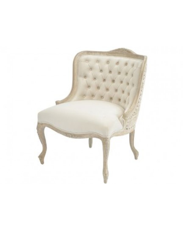  Everly Mindi Wood White Wash Button Back Occasional Chair